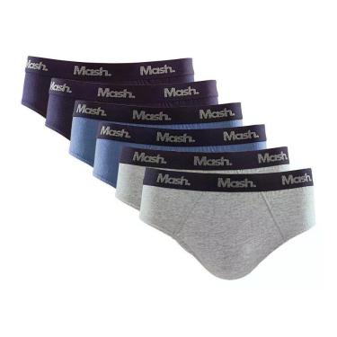 Imagem de Kit 6 Cueca Mash Slip Algodão Elástico Básica Confortável