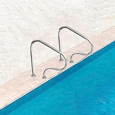 Imagem de 1PCS corrimão de piscina, corrimãos montados no chão, corrimãos de segurança de piscina de 3 curvas, para piscinas públicas e privadas | Aço inoxidável 304