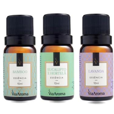 Imagem de Kit 3 Essências Via Aroma Para Aromatizador Difusor Elétrico 10ml Escolha o Seu Kit (Eucalipto e Hortelã+Bamboo+Lavanda)