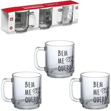 Imagem de Kit 03 Canecas de Vidro Café Chá Flor Bem Me Quero 300ml