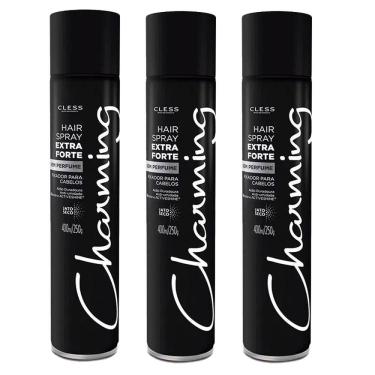 Imagem de Kit Hair Spray Charming Black Extra Forte Sem Perfume 400ml - 3 Unidades
