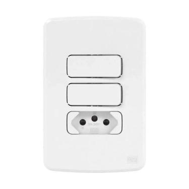 Imagem de Conjunto Interruptores Paralelos+ Tomada 10a Placa 4x2 Branco Compose Weg Bivolt - Branco