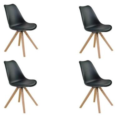 Imagem de Kit 4 Cadeiras De Jantar Design Saarinen Wood Base Madeira Lívia R02 P