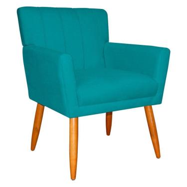 Imagem de Poltrona Decorativa para Sala de Estar Cecília Suede Azul Turquesa - Montanaris Decor