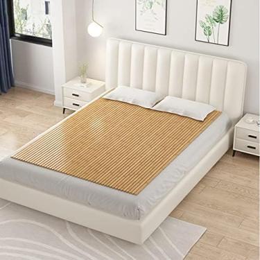 Imagem de Placa de cama de bambu colchão de dormir enrolado, ripas de suporte de cama de madeira, almofada de base de cama dobrável, artefato de endurecimento de cama para suporte de cintura, melhorar