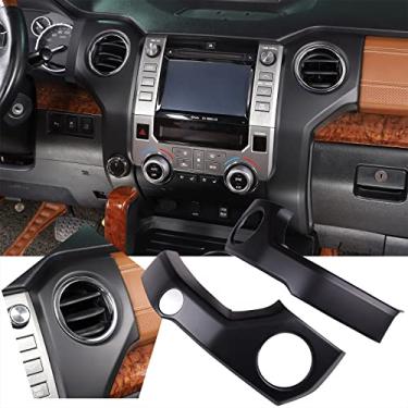 Imagem de YUECHI Para Toyota Tundra console central ar condicionado saída de ar condicionado moldura decorativa ABS conjunto de 2 peças para Toyota Tundra 2014-2020 (preto fosco)