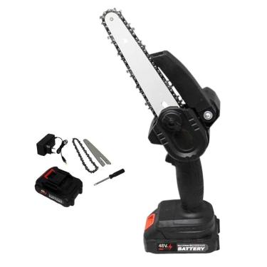 Imagem de Mini Motosserra Eletrica 48V Potente Bateria Recarregavel 6 Polegadas Sem Fio Madeira Galho Bambu Multiuso