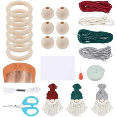 Imagem de Natal gnome macrame kit com instruções 1 conjunto diy macrame papai noel para artesanato papai noel gnome fazendo suprimentos estilo 1/71