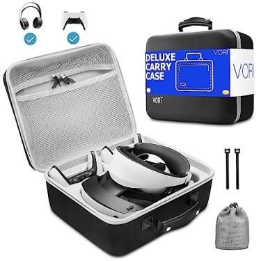 Imagem de VORI Estojo de transporte para fone de ouvido para jogos PSVR2 e acessórios para controladores de toque, estojo rígido de proteção portátil para controlador PS VR2, adequado para viagens e armazenamento doméstico, preto