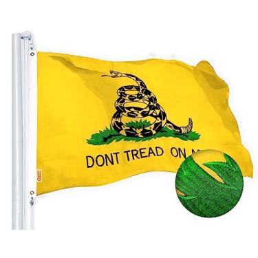 Imagem de G128 Bandeira Dont Tread on Me (Gadsden) | 1,2 x 1,8 m | Poliéster fiado resistente 220 g/m² bordado – resistente, durável, interno/externo, cores vibrantes, ilhós de latão