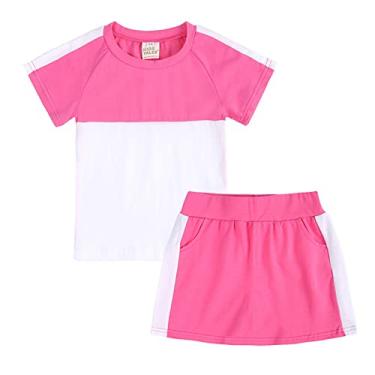Imagem de Metaxas Camiseta de verão unissex para bebês recém-nascidos com patchwork macio de algodão 2 peças (rosa choque, 9 a 10 anos)