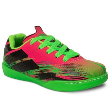 Imagem de Chuteira Futsal Nº 28 ao 36 Tenis Esportivo Infantil Quadra Salão 22.01j (Pink/Verde, BR, Criança de 4 a 8 anos, Numérico, 29)