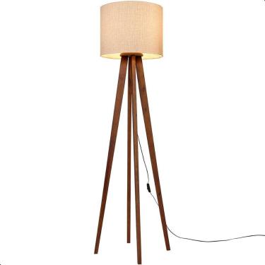 Imagem de Luminária de Chão Madri com Pés de Madeira e Tecido Mônaco Bege 158cm