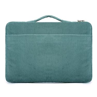 Imagem de Kinmac Capa protetora resistente de veludo cotelê verde 360° com alça para laptop MacBook Air de 13 polegadas, iPad Pro de 13 polegadas e 13,3 polegadas HP, Dell, Lenovo, Asus, Acer