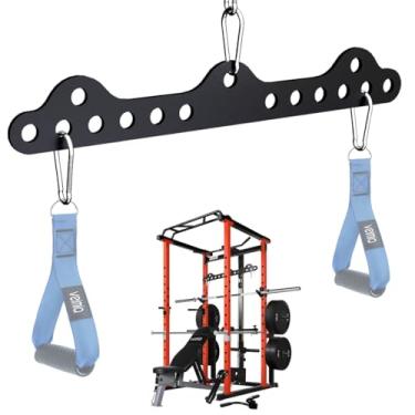 Imagem de veimia Acessórios Lat Pulldown, placa adaptadora de alça D dupla para barra de tração LAT de aderência neutra, acessórios de máquina de exercício para máquina de crossover de cabos para rack de