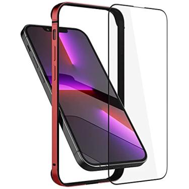Imagem de OSMARI Bumper de metal com moldura de alumínio para capa do iphone 14 Plus com película de proteção de vidro temperado Capa rígida com moldura de metal e bumper interno macio (Vermelho)