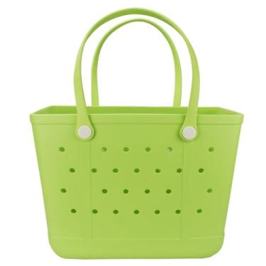 Imagem de UeKeKicg Bolsa de praia grande de borracha, impermeável, lavável, aberta para mulheres, bolsa de crocodilo, bolsa de mão para praia, piscina, ioga, Grama verde 2, X large, Sacolas de Viagem