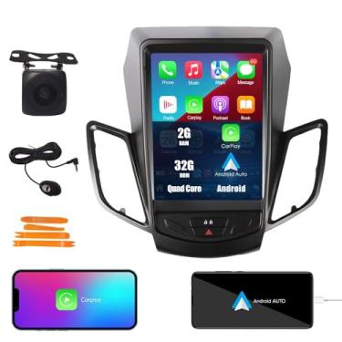 Imagem de KUNFINE Tesla Style 24.6 cm Android Radio CarPlay Android Auto Autoradio Navegação veicular estéreo multimídia Player GPS RDS DSP BT WiFi substituição para Ford Fiesta 2013-2017, se aplicável