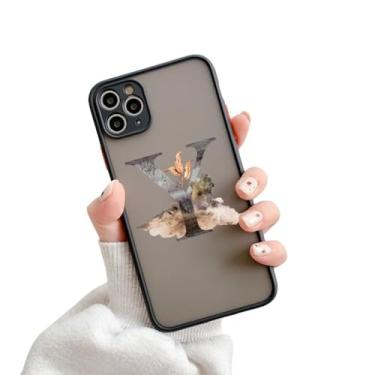 Imagem de Capa de telefone com letra inicial para iPhone X XR XS 13 12 11 14 Pro Max 7 8 Plus SE2 Retro Flower Gold AB 26 letras Capa à prova de choque, Y, para iphone12 pro