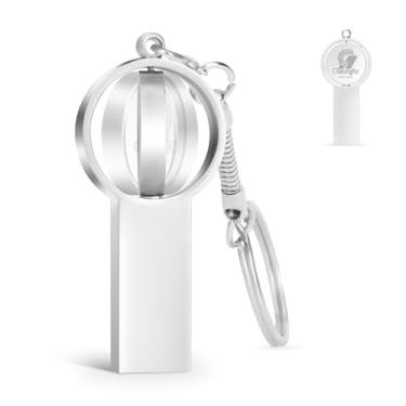 Imagem de Pen drive USB 3.0 de 128 GB, pen drive com suporte giratório para alívio de estresse e design de chaveiro, unidade de salto portátil à prova d'água para PC/laptop