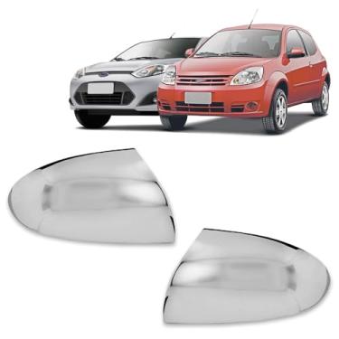 Imagem de Par Aplique Cromado para Capa Retrovisor Ford Fiesta Rocam 2002 2003 2004 2005 2006 2007 2008 2009 2010 2011 2012 2013 2014 Ka 2008 2009 2010 2011