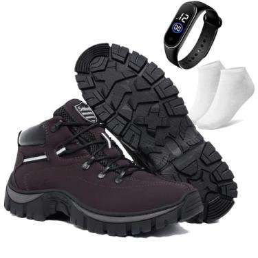 Imagem de Bota Coturno Adventure Trilha Masculina com Meia e Relogio (Marrom, BR, Adulto, Numérico, 44)