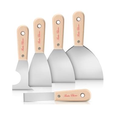 Imagem de Bates- Raspador de tinta, 5 peças de ferramenta de raspador, conjunto de facas de massa, faca de massa, ferramentas de pintura, ferramenta 5 em 1, faca de empacotamento, raspador de papel de parede, ferramenta de pintura, ferramenta de moldagem de coroa, removedor de tinta para madeira, raspador