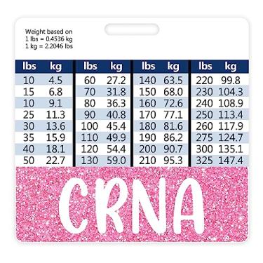 Imagem de Plifal CRNA Badge Buddy Card Holder Acessórios de enfermagem rosa certificado enfermeiro anestesista horizontal ID nome identificação etiquetas presentes de trabalho enfermeira W tabelas de conversão