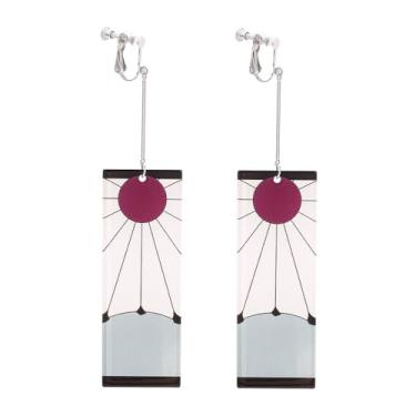 Imagem de ZHOUMEIWENSP Brincos de anime Hanafuda Kamado Tanjiro Kimetsu No Yaiba acessórios de cosplay para mulheres e homens, Small, Acrílico, Sem pedra preciosa