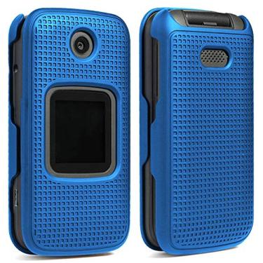 Imagem de Nakedcellphone Capa para Alcatel Smartflip/Go Flip 3, [azul cobalto] Capa protetora de encaixe [textura de grade] para Alcatel Go Flip 3, telefone Alcatel Smartflip (2019) 4052R/4052C/4052W