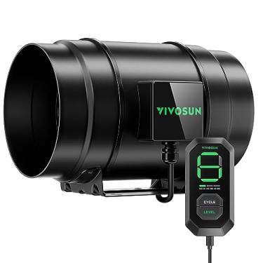 Imagem de VIVOSUN Ventilador de duto em linha G8 de 20 cm e controlador de velocidade E12 de 3 modos de ciclo, kit de ventilação para barraca de cultivo AeroZesh com motor EC de 725 CFM, exaustor programável