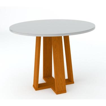 Imagem de Mesa de Jantar Redonda 4 Lugares Isabela Ype OffWhite MDF 100x100 - New Ceval
