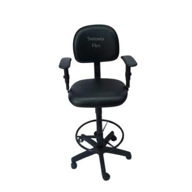 Imagem de Cadeira secretaria caixa alta - braço regulagem - base de rodízio e ar