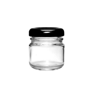 Imagem de 20 Pote De Vidro Redondo 40g C/ Tampa Metal Preta P/ Velas - Embaleve 