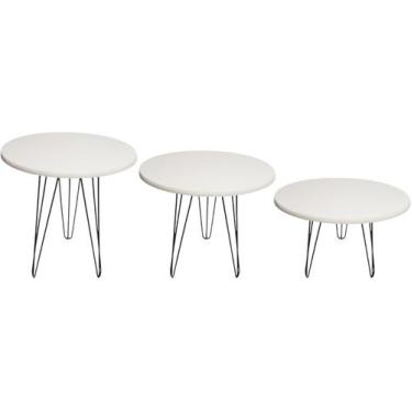 Imagem de Kit 3 Mesas Yumi 45cm Hairpin 1/4 Triplo 60cm 50cm 30cm - Jthome, Off 