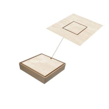 Imagem de Ralo Invisível 10x10 Bege Banheiro modelo Porcelanato Colar Piso - Fic