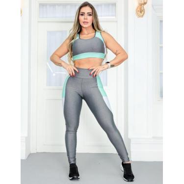 Imagem de Conjunto Academia Feminino Fitness com Calça Legging e Cropped sem Boj