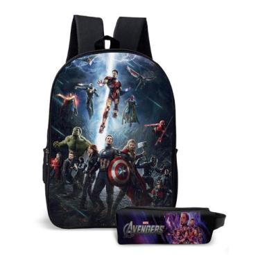 Imagem de Kit Mochila com Estojo Escolar Infantil dos vingadores Menino e Menina