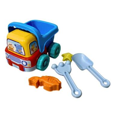 Imagem de Brinquedo De Praia Caminhão Truck Infantil Com Pazinha Garfo E Forminh