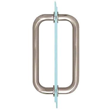 Imagem de Dynasty Hardware Puxador tubular de porta de chuveiro de 20,32 cm para portas de chuveiro sem moldura, n quel acetinado, com arruelas de acabamento