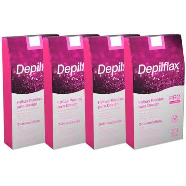 Imagem de Kit 4 Caixas Folhas Prontas Depilatórias Design De Sobrancelhas Profis
