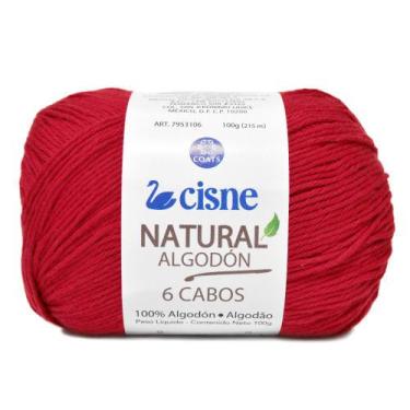 Imagem de Linha Cisne Natural Algodón 6 Cabos 100g, 46 Vermelho