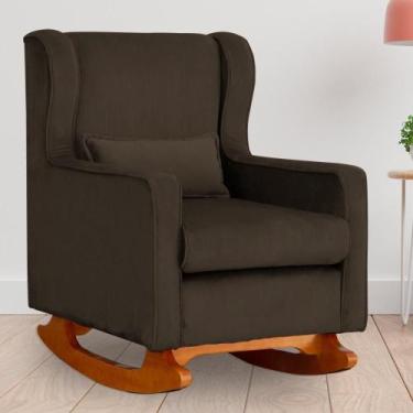 Imagem de Poltrona Amamentação Balanço Aurora Veludo Marrom - LM DECOR