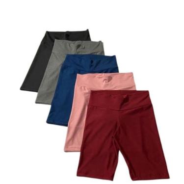 Imagem de Kit 5 Shorts Legging Longo Feminino Cintura Alta Suplex Academia Corri