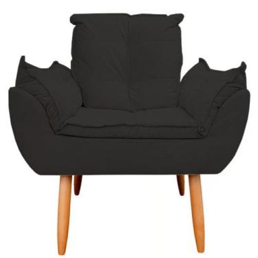 Imagem de Poltrona Decorativa Opala Sala de Estar Tecido Suede Preto Horizonte M