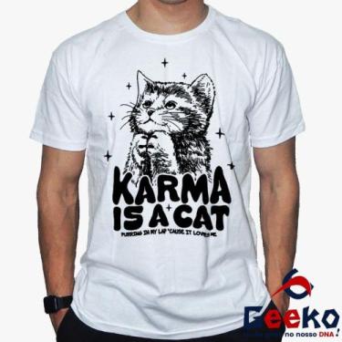 Imagem de Camiseta Taylor Swift 100% Algodão Karma is a Cat Pop Geeko, Branco go