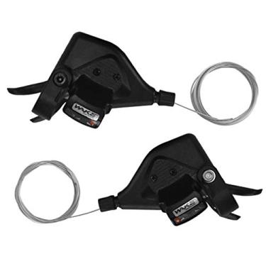 Imagem de CYSKY Alavancas de câmbio de bicicleta, 1 par de câmbio de marchas de 3 x 9 velocidades, desviador de bicicleta de montanha com indicador de engrenagem combinação de alavancas de câmbio do polegar