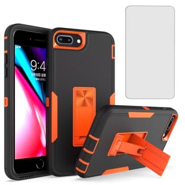 Imagem de Tothedu Capa de celular para iPhone 7 Plus, capa para iPhone 8 Plus com protetor de tela de vidro temperado, suporte magnético em camada dupla à prova de choque para Apple iPhone 7 Plus/8 Plus, preto