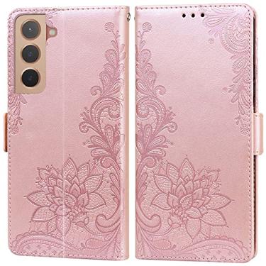 Imagem de Dinglijia Capa projetada para Samsung Galaxy S22 Plus, alça de pulso flip suporte carteira de couro PU porta-cartões de dinheiro Capa feminina com estampa de renda à prova de choque para S22 Plus LS
