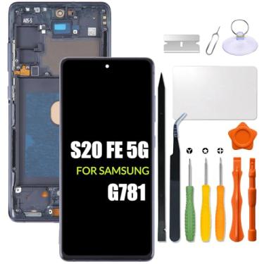 Imagem de Substituição para tela LCD Samsung Galaxy S20 FE 5G com moldura INCELL para Samsung S20FE SM-G781 G781B G781U G781F/DS tela sensível ao toque digitalizador montagem LCD com kit de reparo (sem função